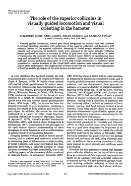 The Role of the Superior Colliculus in Visually Guided Locomotion and Visual Orienting in the Hamster