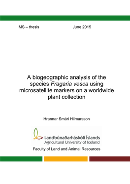 Fragaria Vesca Using Microsatellite Markers on a Worldwide Plant Collection