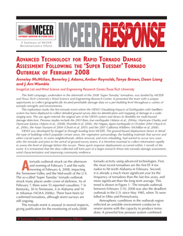 Super Tuesday’ Tornadoes, Was Funded by MCEER and Texas Tech University’S Wind Science and Engineering Research Center