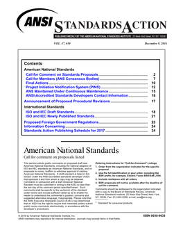 AMERICAN NATIONAL STANDARDS INSTITUTE 25 West 43Rd Street, NY, NY 10036