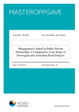 Management Control in Public Private Partnership: a Comparative Case Study of Norwegian and Australian Road Projects