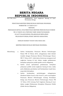 Tarif Angkutan Barang Dengan Kapal Khusus Kontainer Dan General Cargo