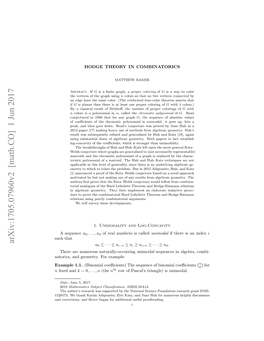 Arxiv:1705.07960V2 [Math.CO] 1 Jun 2017 A0 ≤ · · · ≤ Ai−1 ≤ Ai ≥ Ai+1 ≥ · · · ≥ Ad