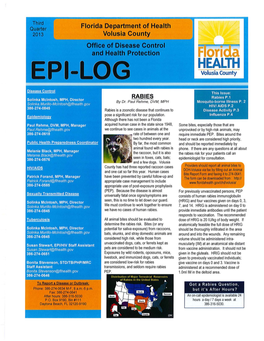 Florida Department of Health in Volusia County EPI LOG Third Quarter 2013
