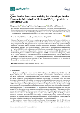 Quantitative Structure–Activity Relationships for the Flavonoid-Mediated Inhibition of P-Glycoprotein in KB/MDR1 Cells