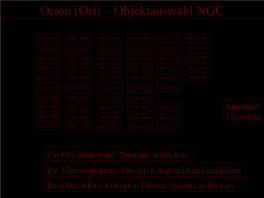 Orion (Ori) – Objektauswahl NGC