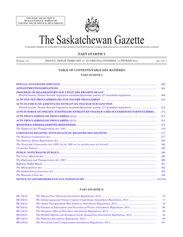 Gazette Part I, February 13, 2015