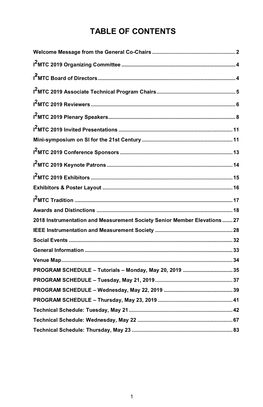 Table of Contents