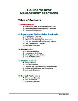 Table of Contents a GUIDE to BEST MANAGEMENT PRACTICES