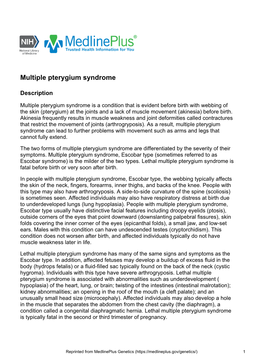 Multiple Pterygium Syndrome