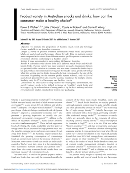 Product Variety in Australian Snacks and Drinks: How Can the Consumer Make a Healthy Choice?