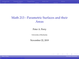 Parametric Surfaces and Their Areas