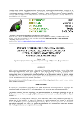 Electronic Journal of Polish Agricultural Universities