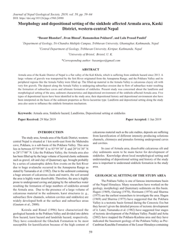 Morphology and Depositional Setting of the Sinkhole Affected Armala Area, Kaski District, Western-Central Nepal