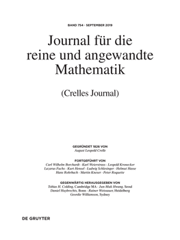 Journal Für Die Reine Und Angewandte Mathematik