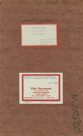 This Document IS a HOLDING of the ARCHIVES SECTION LIBRARY SERVICES FORT LEAVENWORTH, KANSAS DOCUMENT NO