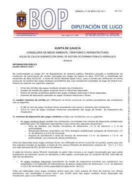 XUNTA DE GALICIA CONSELLERÍA DE MEDIO AMBIENTE, TERRITORIO E INFRAESTRUTURAS AUGAS DE GALICIA-SUBDIRECCIÓN XERAL DE XESTIÓN DO DOMINIO PÚBLICO HIDRÁULICO Anuncio