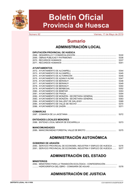 Boletín Oficial Provincia De Huesca