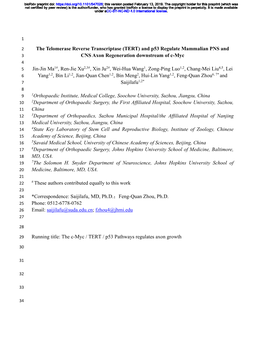 The Telomerase Reverse Transcriptase (TERT) and P53