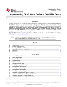 Implementing OPUS Voice Code for Tm4c129x Device