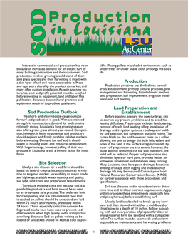 Sod Production Outlook Site Selection Production Land Preparation And