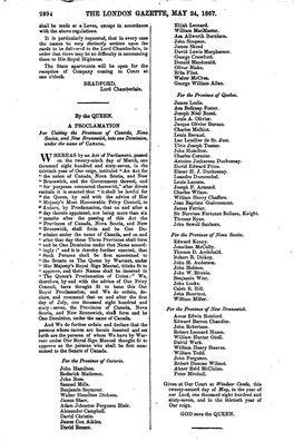 THE LONDON GAZETTE, MAY 24, 1867. Shall Be Made at a Levee, Except in Accordance Elijah Leonard