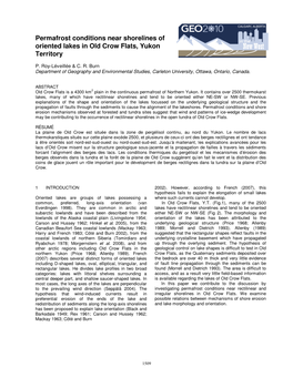 Permafrost Conditions Near Shorelines of Oriented Lakes in Old Crow Flats, Yukon Territory