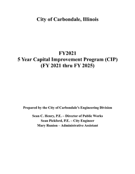 CIP Project Listing FY2021-2025