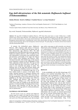 Egg Shell Ultrastructure of the Fish Nematode Huffmanela Huffmani (Trichosomoididae)