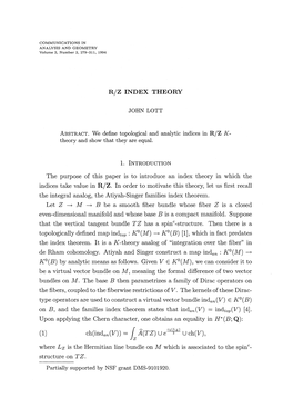 R/Z Index Theory John Lott