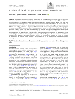 A Revision of the African Genus Mesanthemum (Eriocaulaceae)