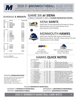 Monmouth Game Notes