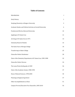 Table of Contents