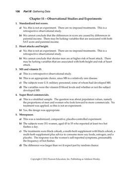 Chapter 11 – Observational Studies and Experiments 1