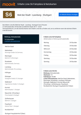 S-Bahn Linie S6 Fahrpläne & Netzkarten