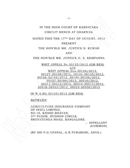 In the High Court of Karnataka Circuit Bench at Dharwad