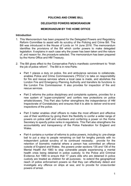 Delegated Powers Memorandum