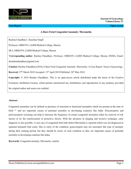 A Rare Fetal Congenital Anomaly: Meromelia