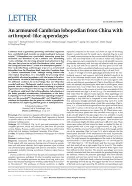 An Armoured Cambrian Lobopodian from China with Arthropod-Like Appendages