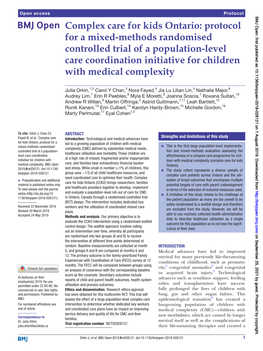 Complex Care for Kids Ontario: Protocol for a Mixed-Methods