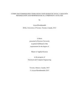 Computed Tomography Noise Reduction Based on Total Variation Minimization and Morphological Component Analysis