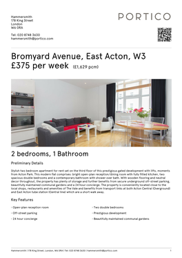 Bromyard Avenue, East Acton, W3 £375 Per Week