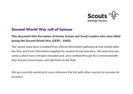 Second World War Roll of Honour
