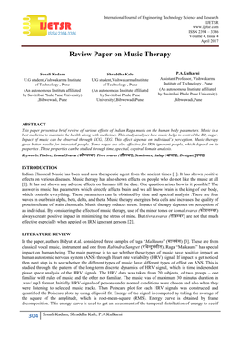 Review Paper on Music Therapy