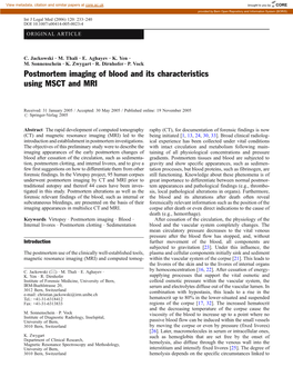 Postmortem Imaging of Blood and Its Characteristics Using MSCT and MRI