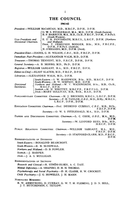 The Council 1961-62