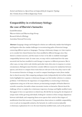 Comparability in Evolutionary Biology: the Case of Darwin's Barnacles