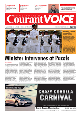Minister Intervenes at Pacofs CATHY DLODLO Several ﬁ Nancial Years