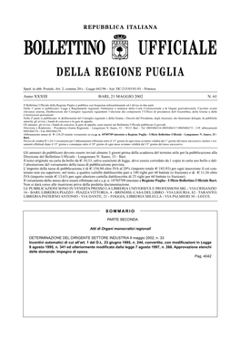 Bollettino Ufficiale Della Regione Puglia