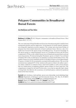 Polypore Communities in Broadleaved Boreal Forests